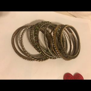 Group of brass bangle bracelets